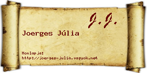 Joerges Júlia névjegykártya